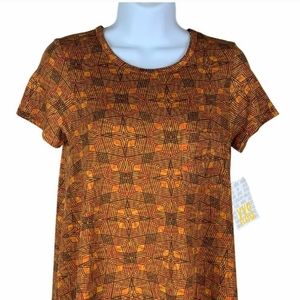 LuLaRoe Small Carly Dress Orange Star Design Swing NWT New